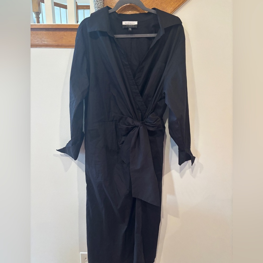 Eloquii Black Faux Wrap Midi Dress - women’s size 22